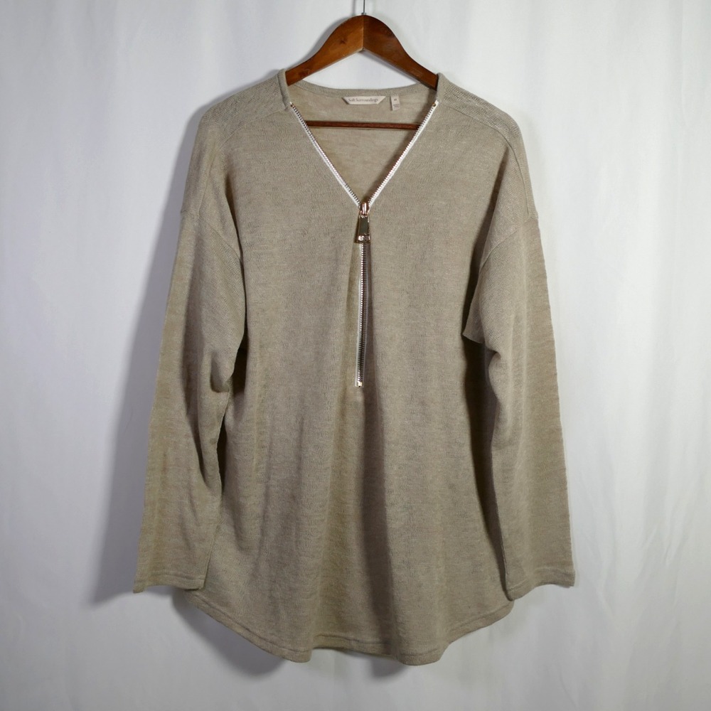 Soft Surroundings Womens Valentina Zip Sweater Size 3X Stretch Office Capsule